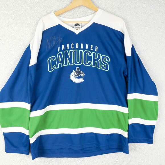 NHL Other - Vancouver Canucks Jersey Mens Medium Burrows 14 Signed Blue Green NHL Hockey